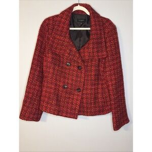Talbots Women's 14 Blazer Red Wool Blend Blazer Jacket Double Button Front